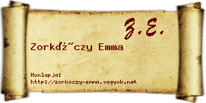 Zorkóczy Emma névjegykártya
